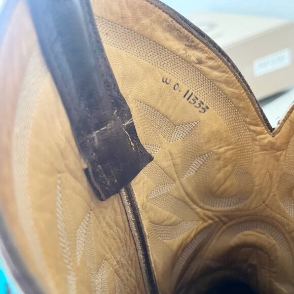 Rod Patrick Mens Cowboy Boots 13AA Perro Loco Brown Leather Western Square Toe - Picture 10 of 13